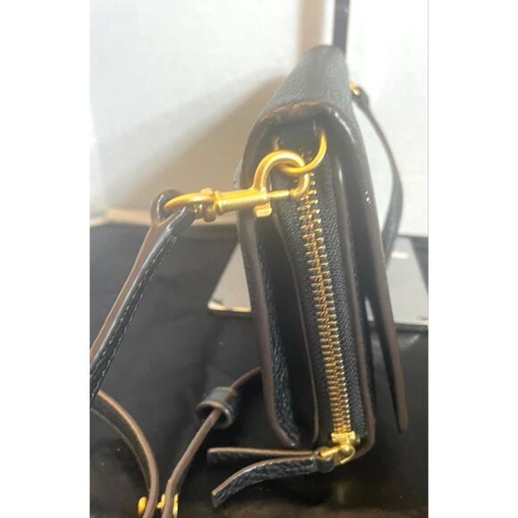 Tory Burch McCraw Black Leather Crossbody Bag Wallet Clutch Purse - Picture 7 of 13